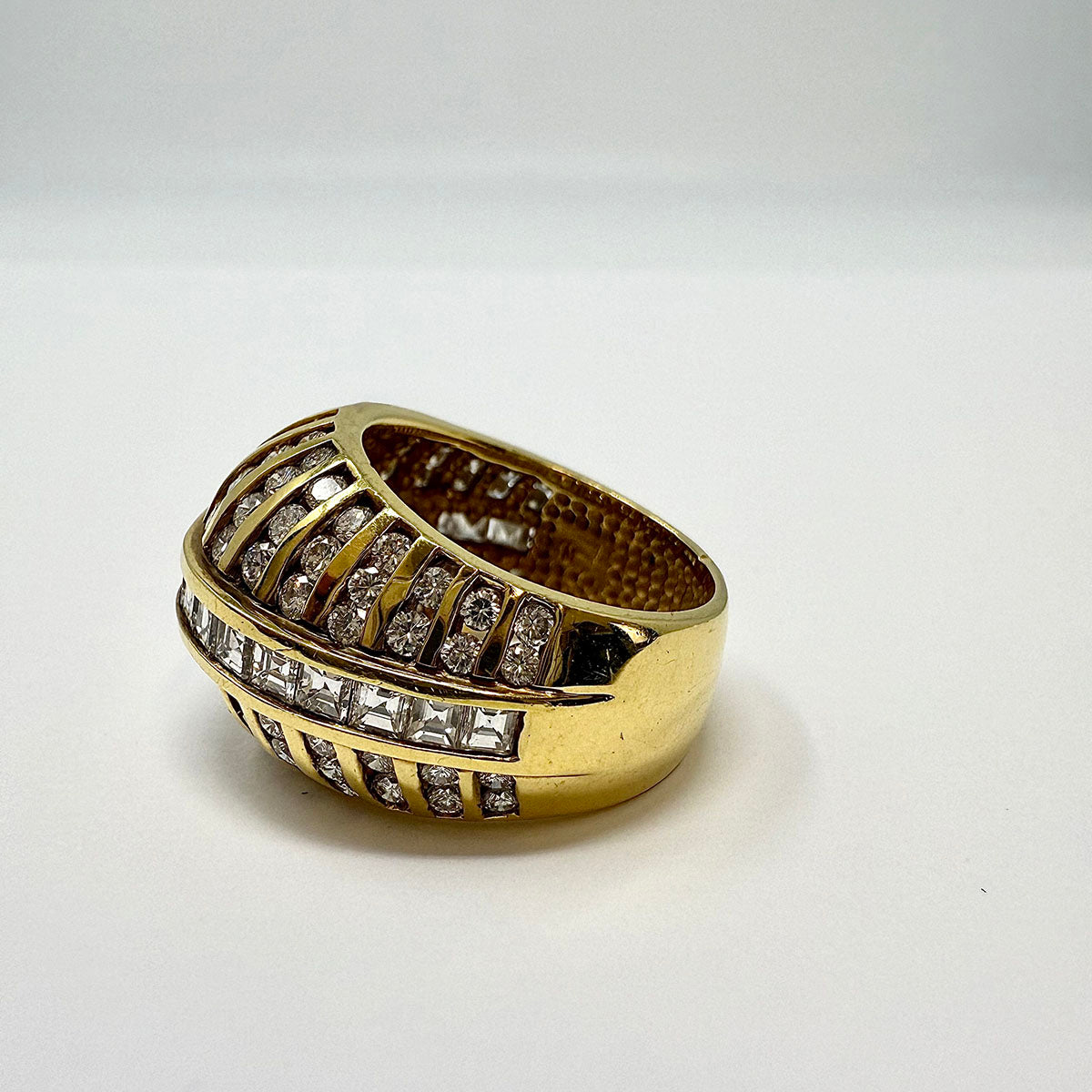 18K Gold Ring with 100 Round and 19 Square Diamonds