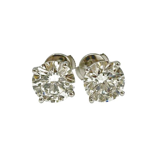 14K White Gold Lab Grown 3.12ct Diamond Stud Earrings