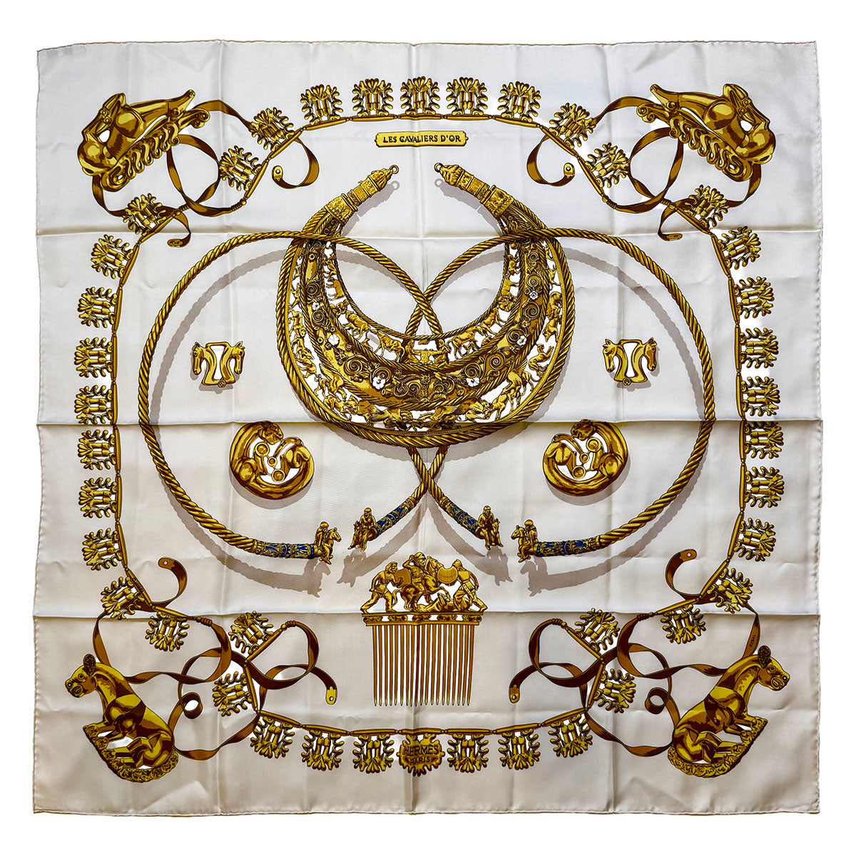Hermes "Les Cavaliers D'Or"  Scarf