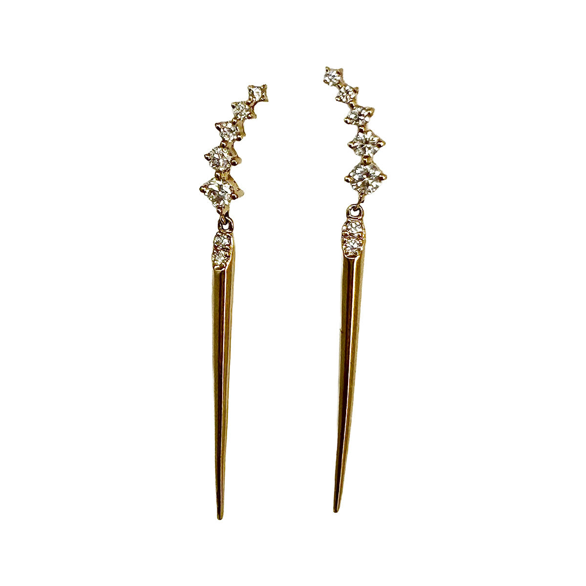 14K Gold Speer Earrings with Diamonds