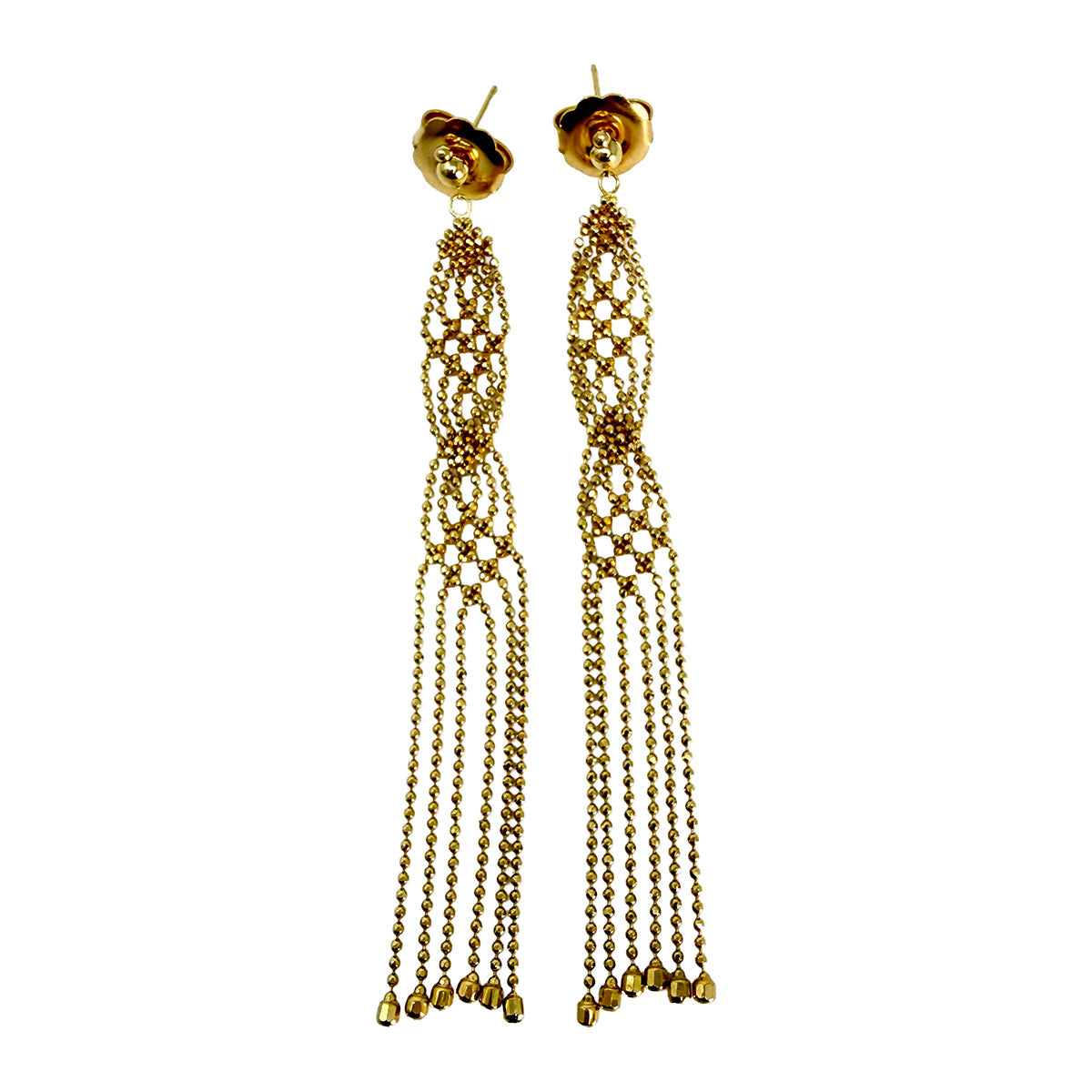 14K Woven Tassel Earrings