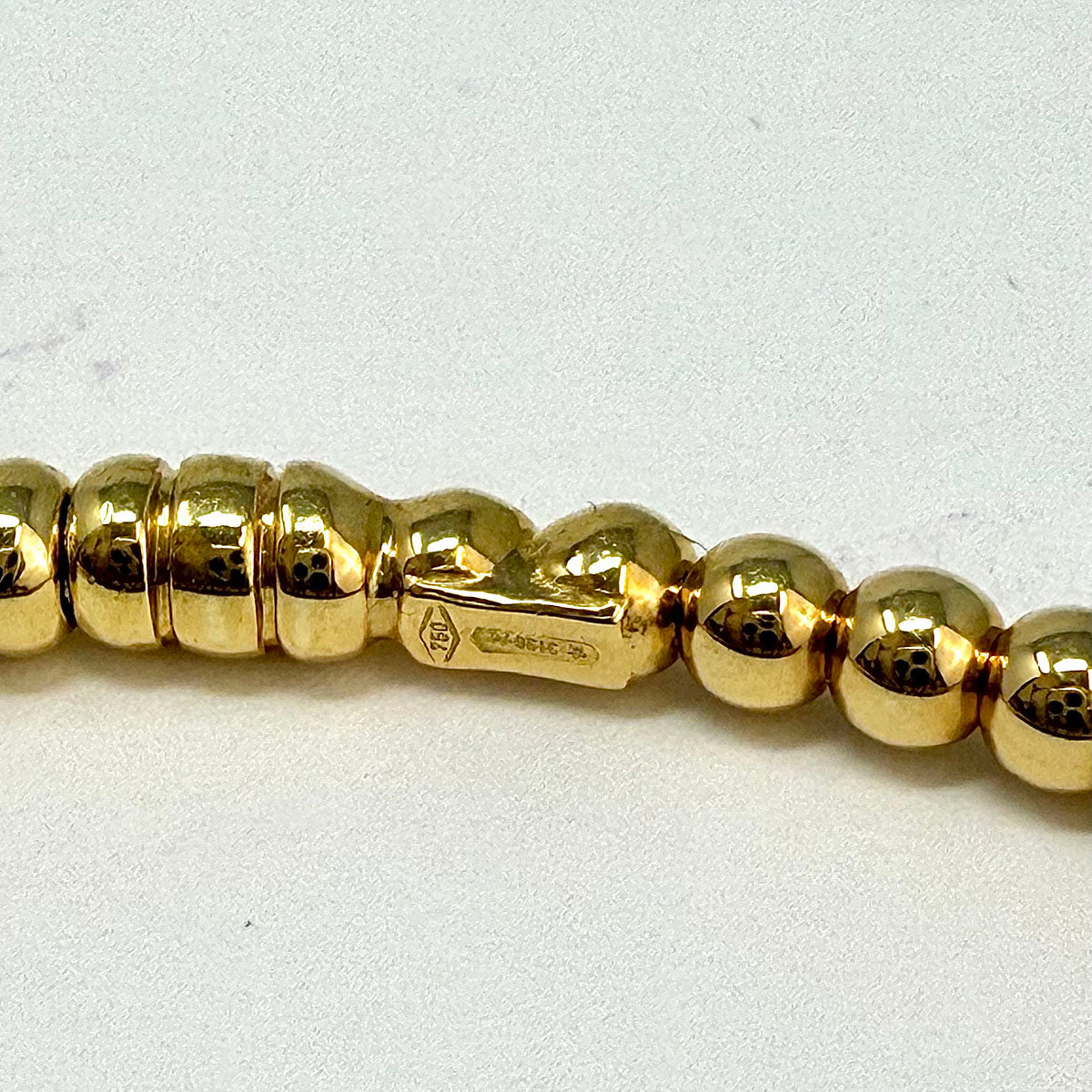 Crivelli 18K Gold Graduated Bead Bracelet with Diamond Dome
