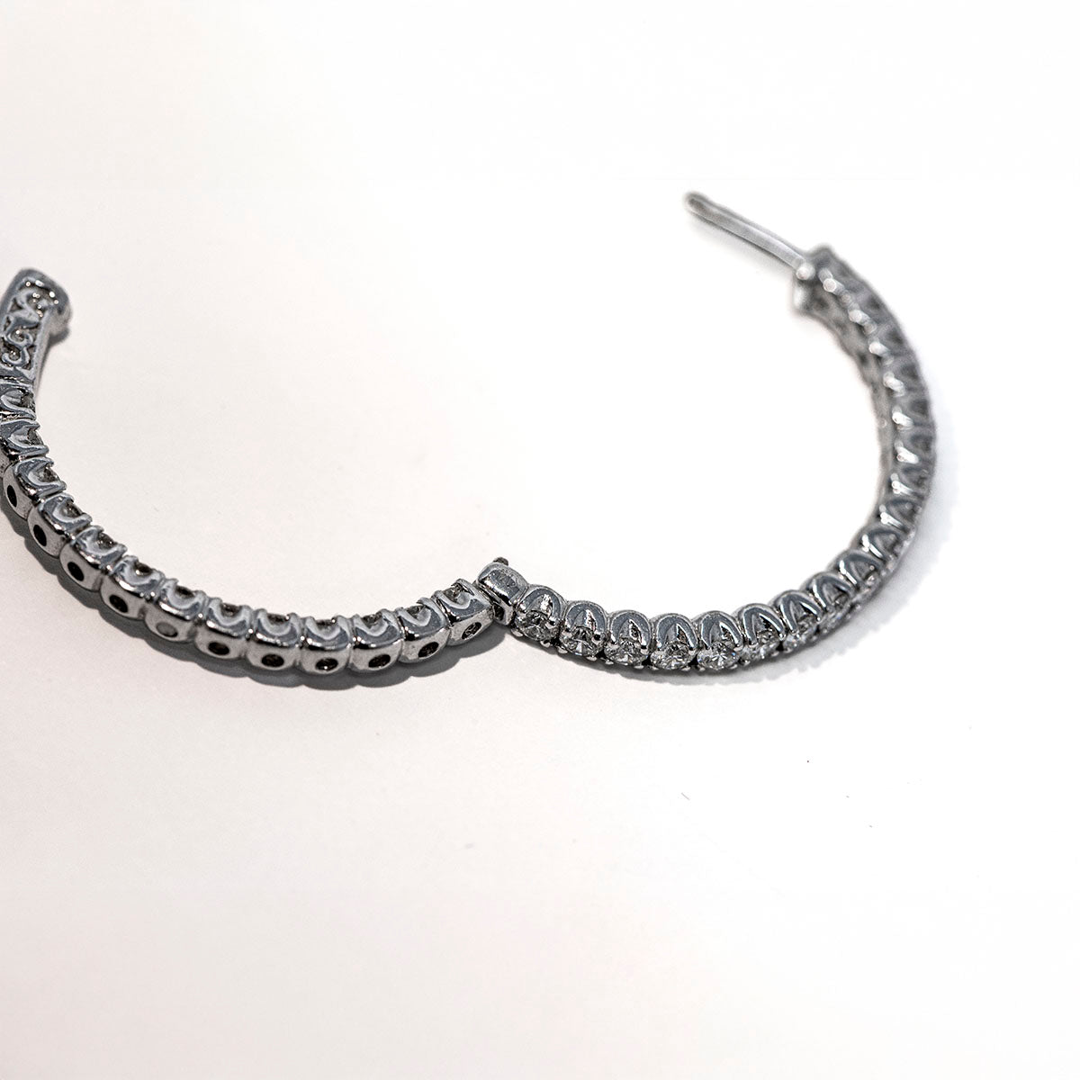 14K White Gold Diamond Inside Out Hoop Earrings