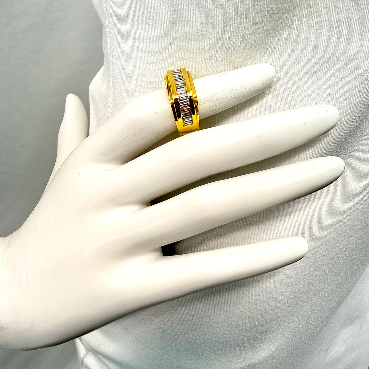 Susan Berman 18K Gold Ring with 20 Straight Baguette  Diamonds