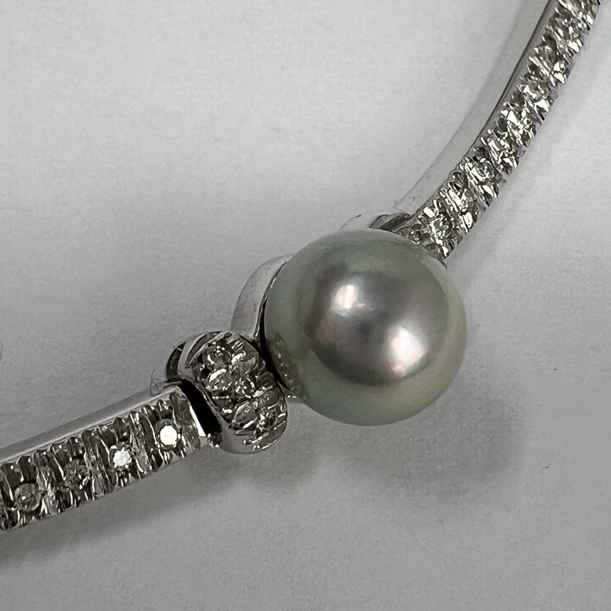 Craig Drake 18K White Gold Necklace with Gray Pearls and 90 Diamonds