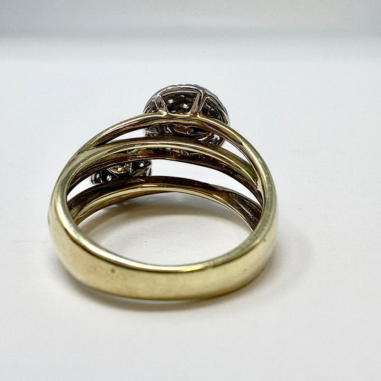 14K Gold Ring with 2 Diamond Domes