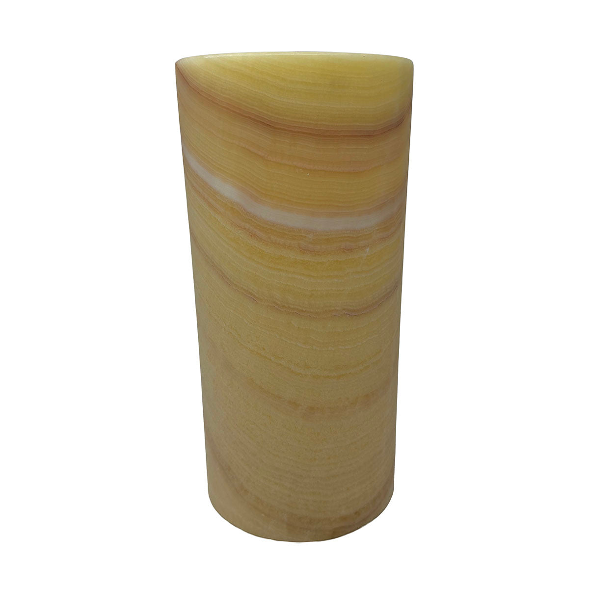 Cylindrical Shape Alabaster Table  Lamp, 12"