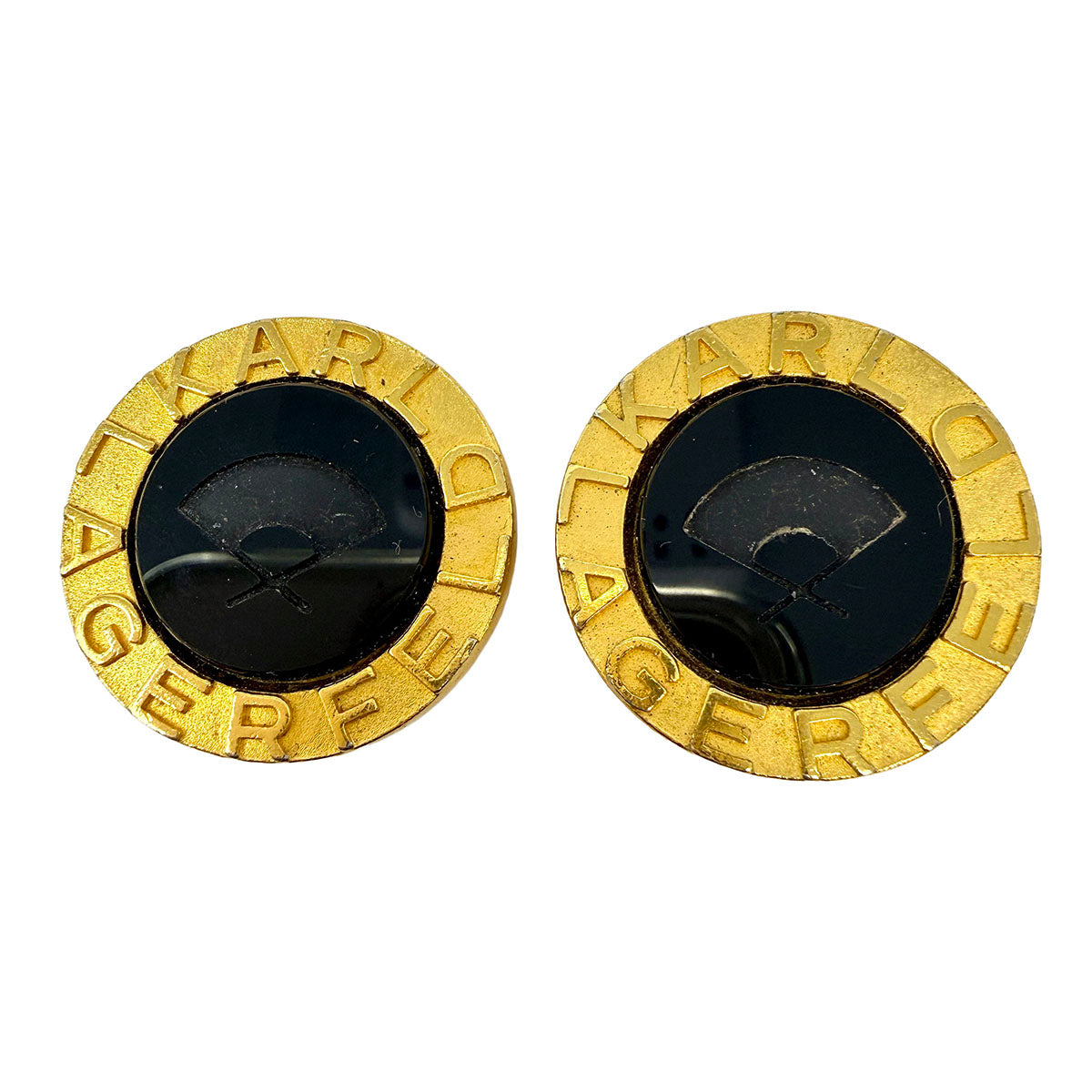 Karl Lagerfeld Black Resin Fan Round Clip-on Earrings