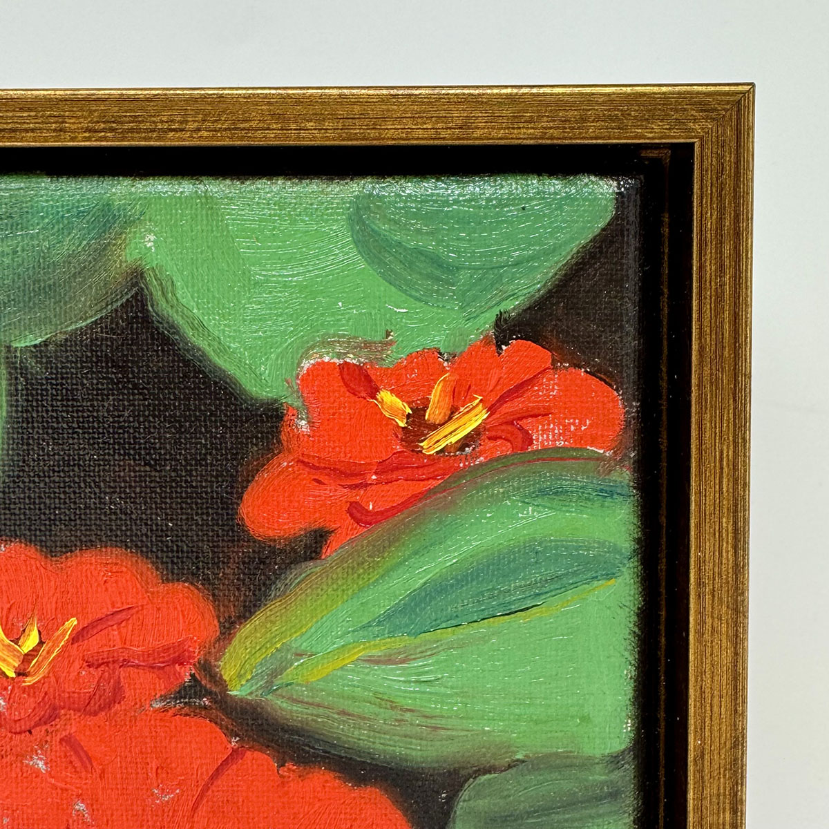 "Red Begonias" Painting Signed