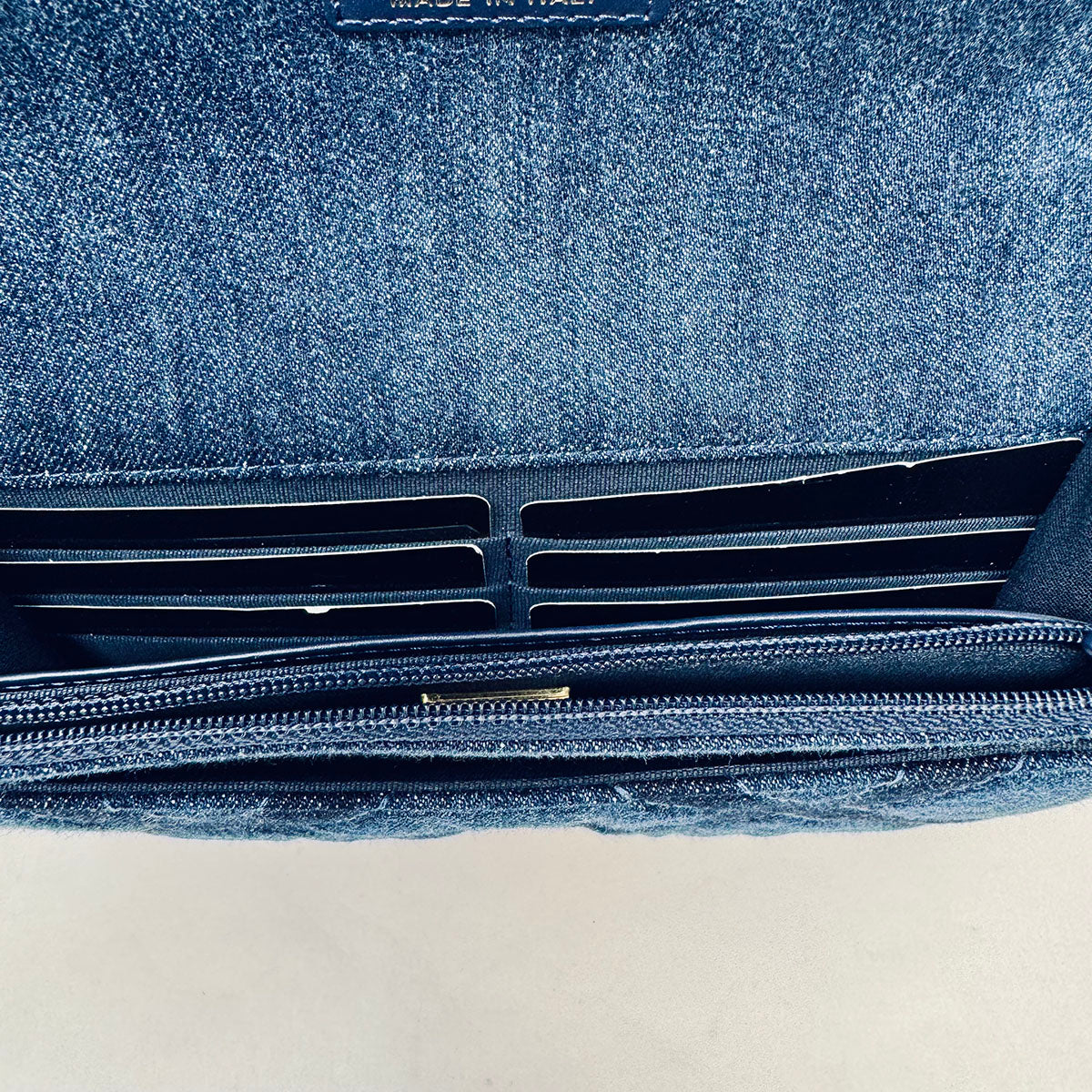 New Chanel 19 Denim Quilted Wallet on the Chain
