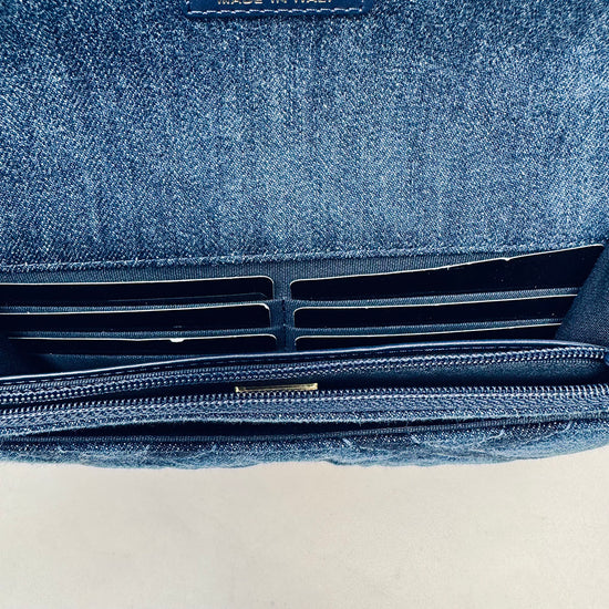 New Chanel 19 Denim Quilted Wallet on the Chain