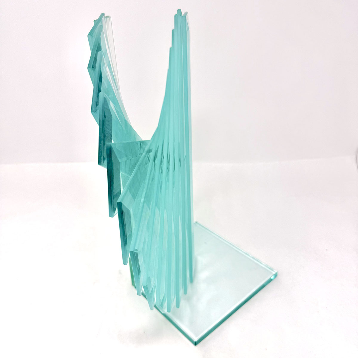 Spiral Motion Glass Sculpture, Signed