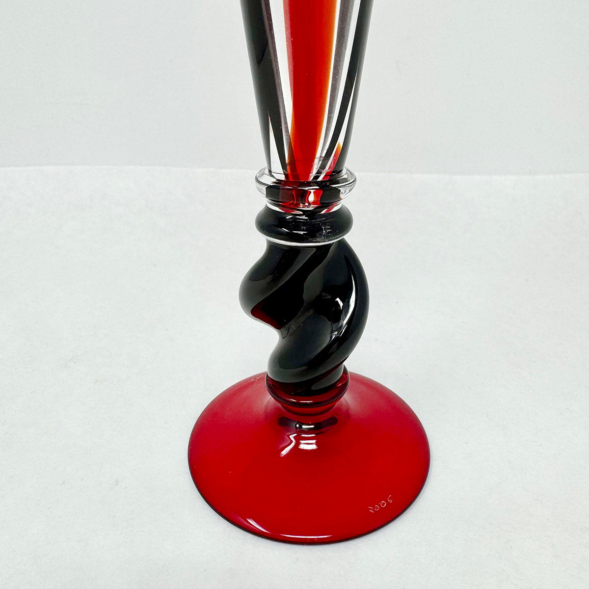 Art Glass Champagne Flute, Signed