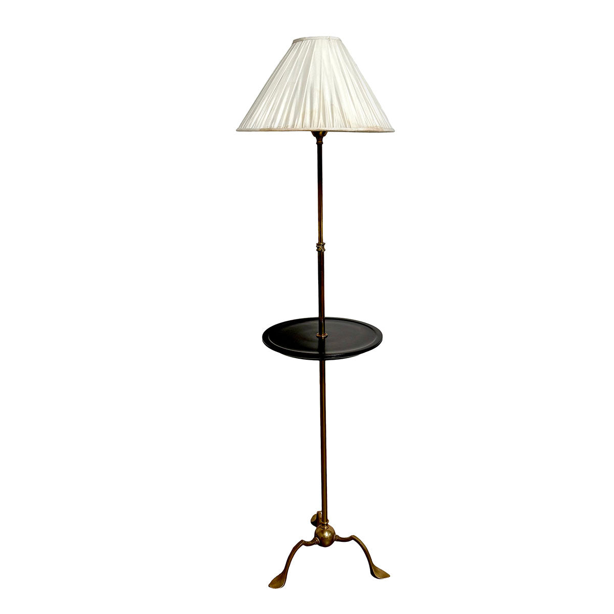 Brass Floor Lamp with Tray & Tripod Feet