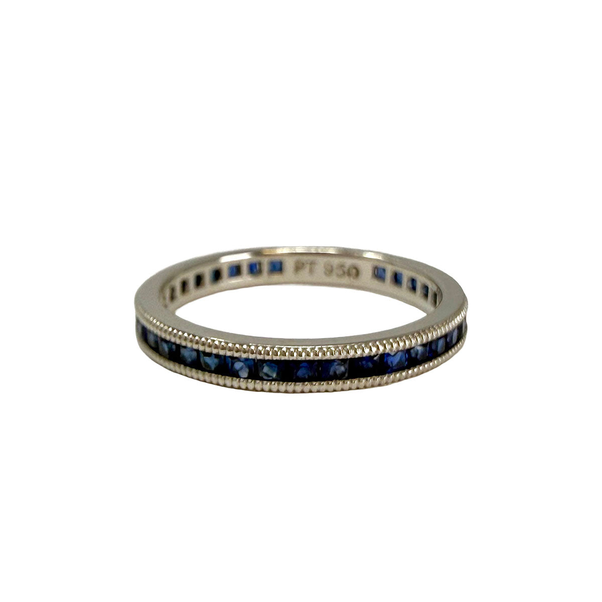 Platinum Ring with 36 Square Faceted Sapphires