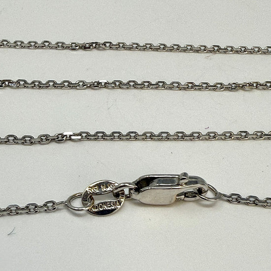 14K White Gold Necklace with Double 14K Yellow Gold Oval Pendant with Diamonds