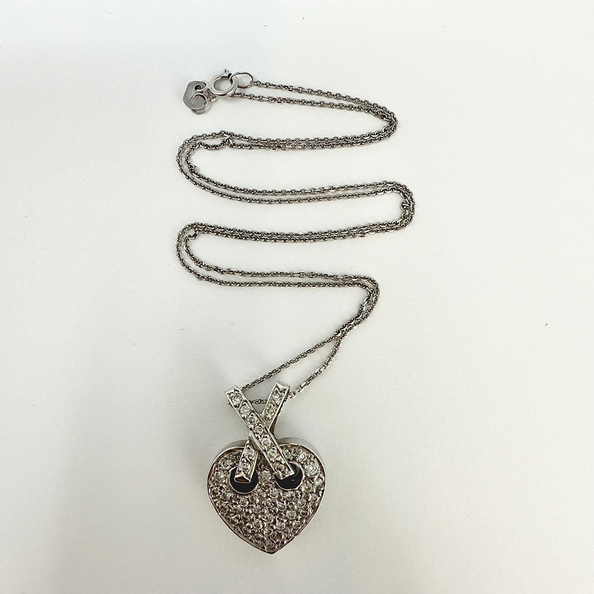 18K White Gold Necklace with Diamond Heart Pendant