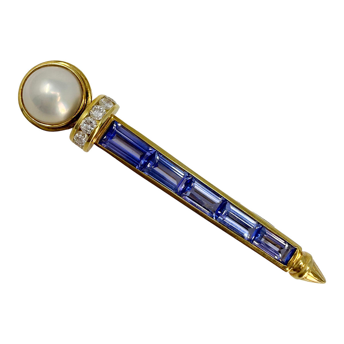 Susan Berman 18K Gold Pin with Tanzanite and Diamonds