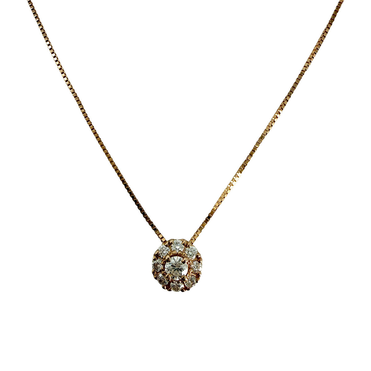 Rose Gold Necklace with Diamond Flower Pendant