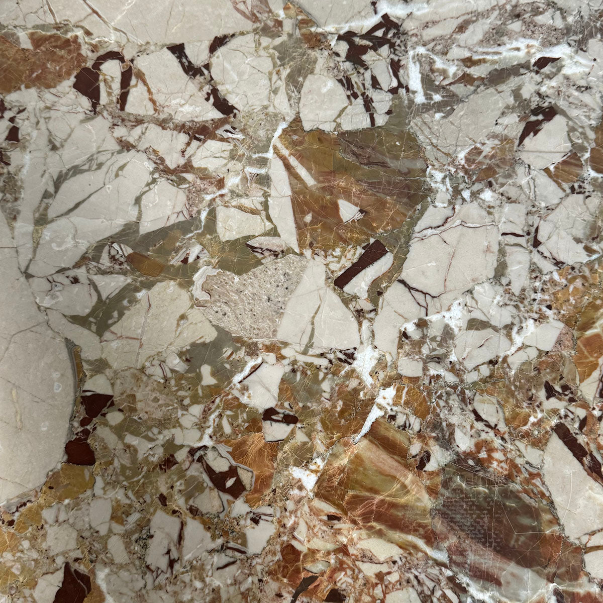 Pair of inlaid marble side tables