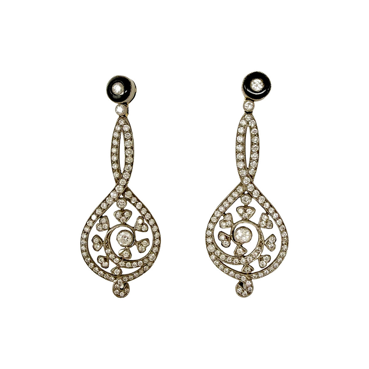 18K White Gold Diamond Drop Earrings