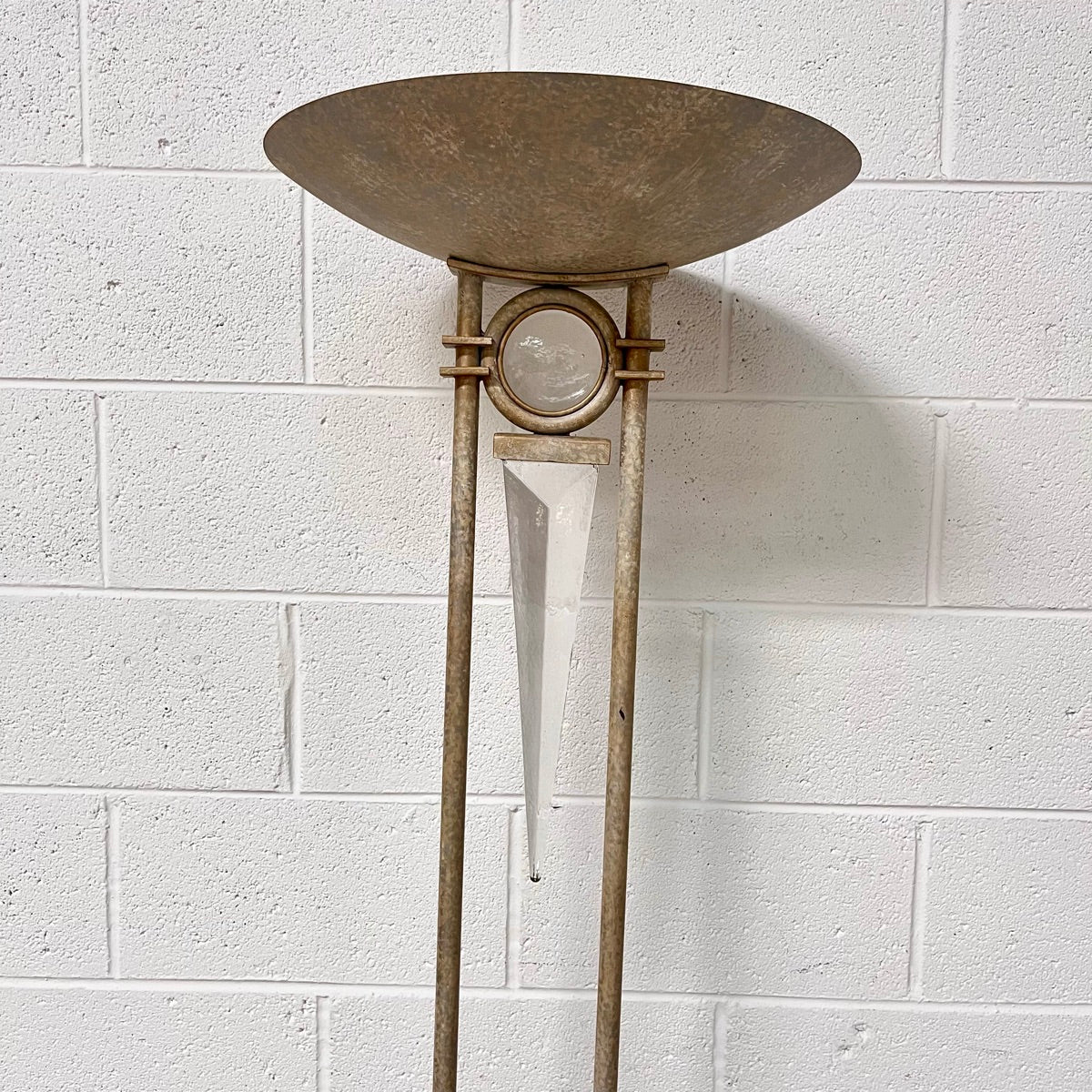 Metal and Glass Torchiere Floor Lamp