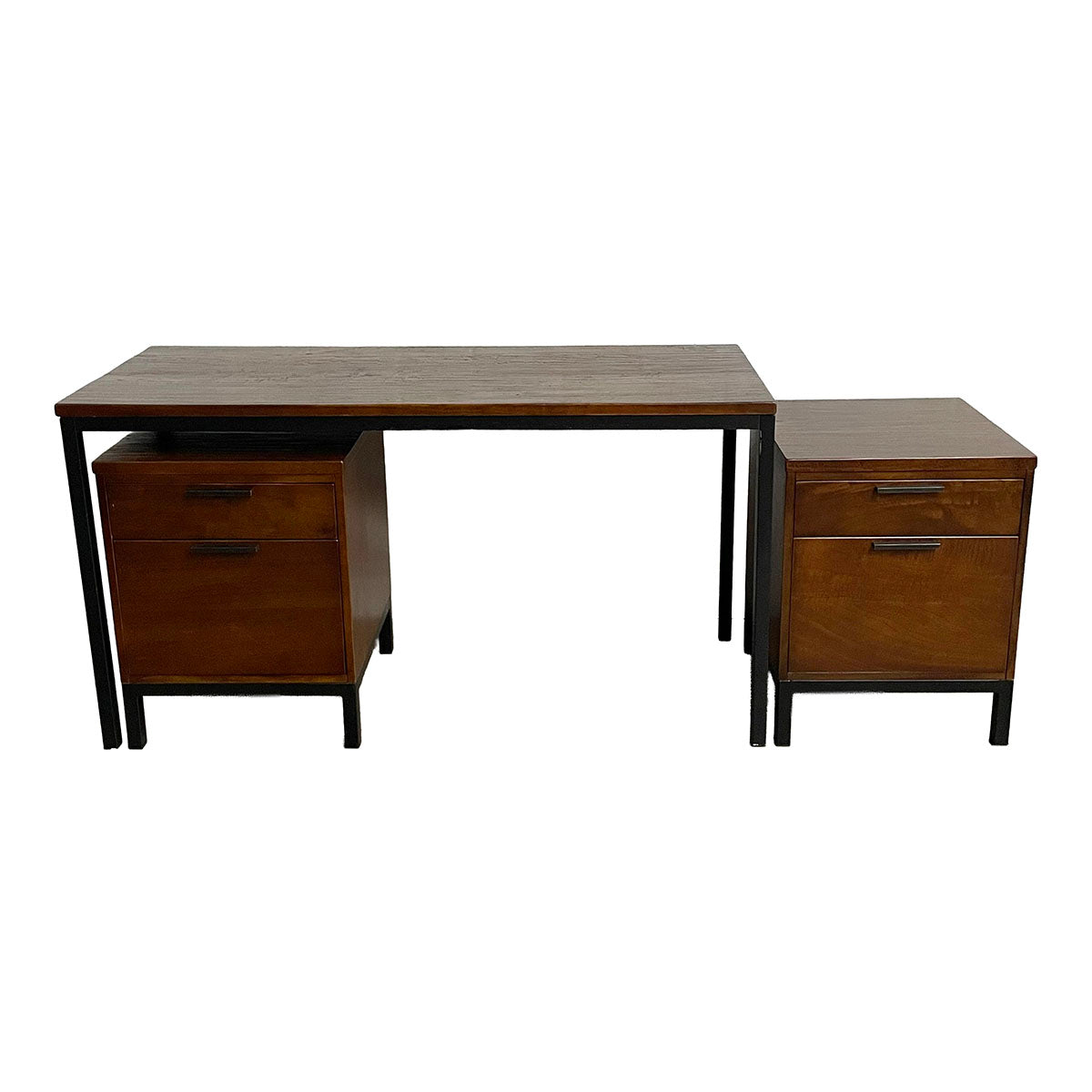 Arhaus Wood Desk with Two Matching 2-Drawer File Cabinets