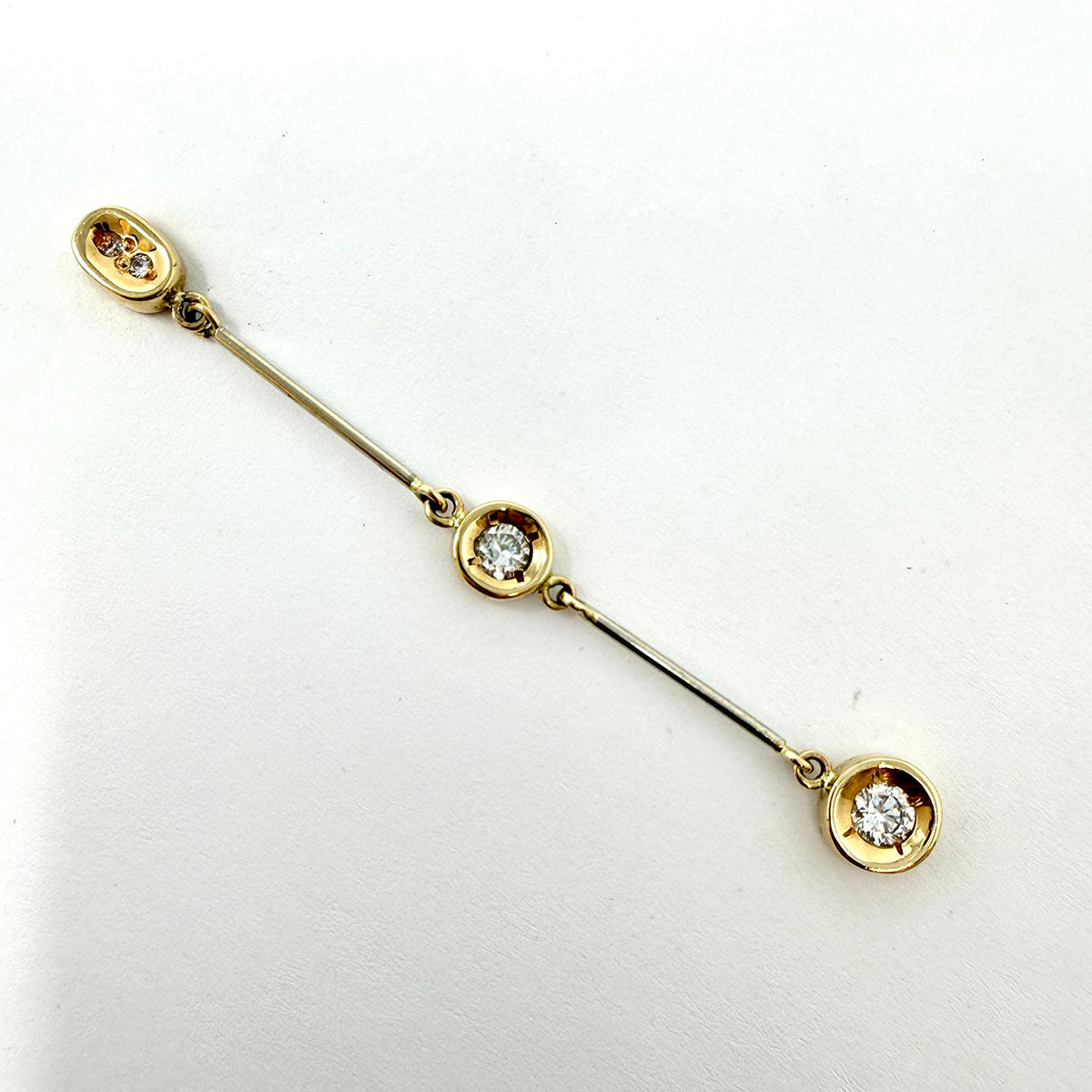 14K Gold Linear Drop Earrings with Diamonds