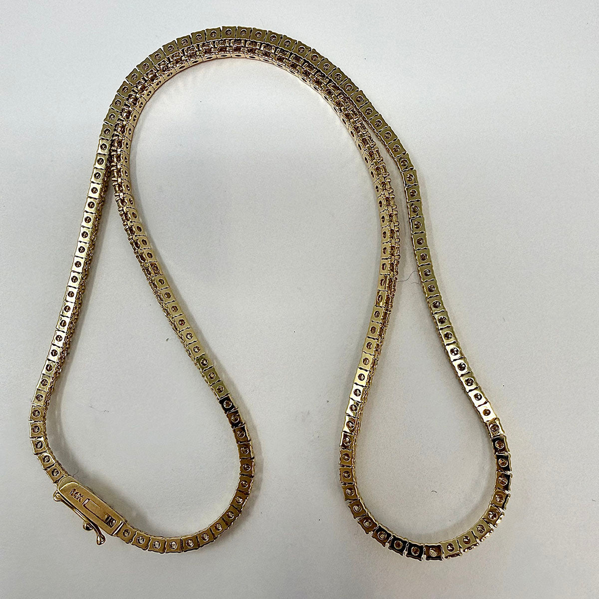 14K Yellow Gold Diamond Tennis Necklace