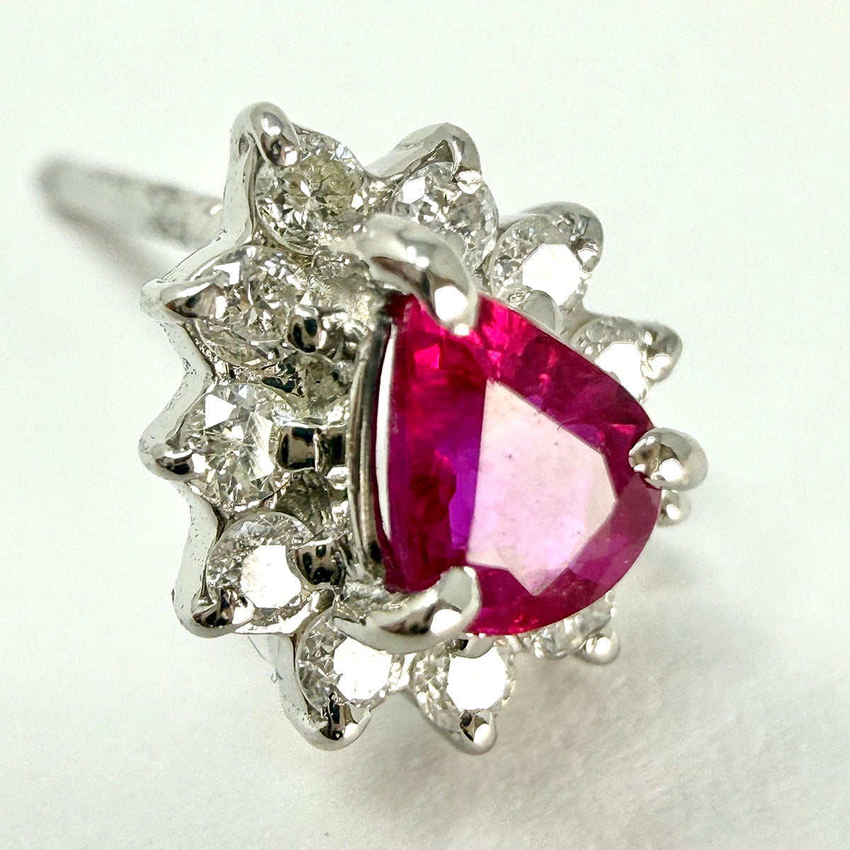 Ruby and Diamond Platinum Earrings