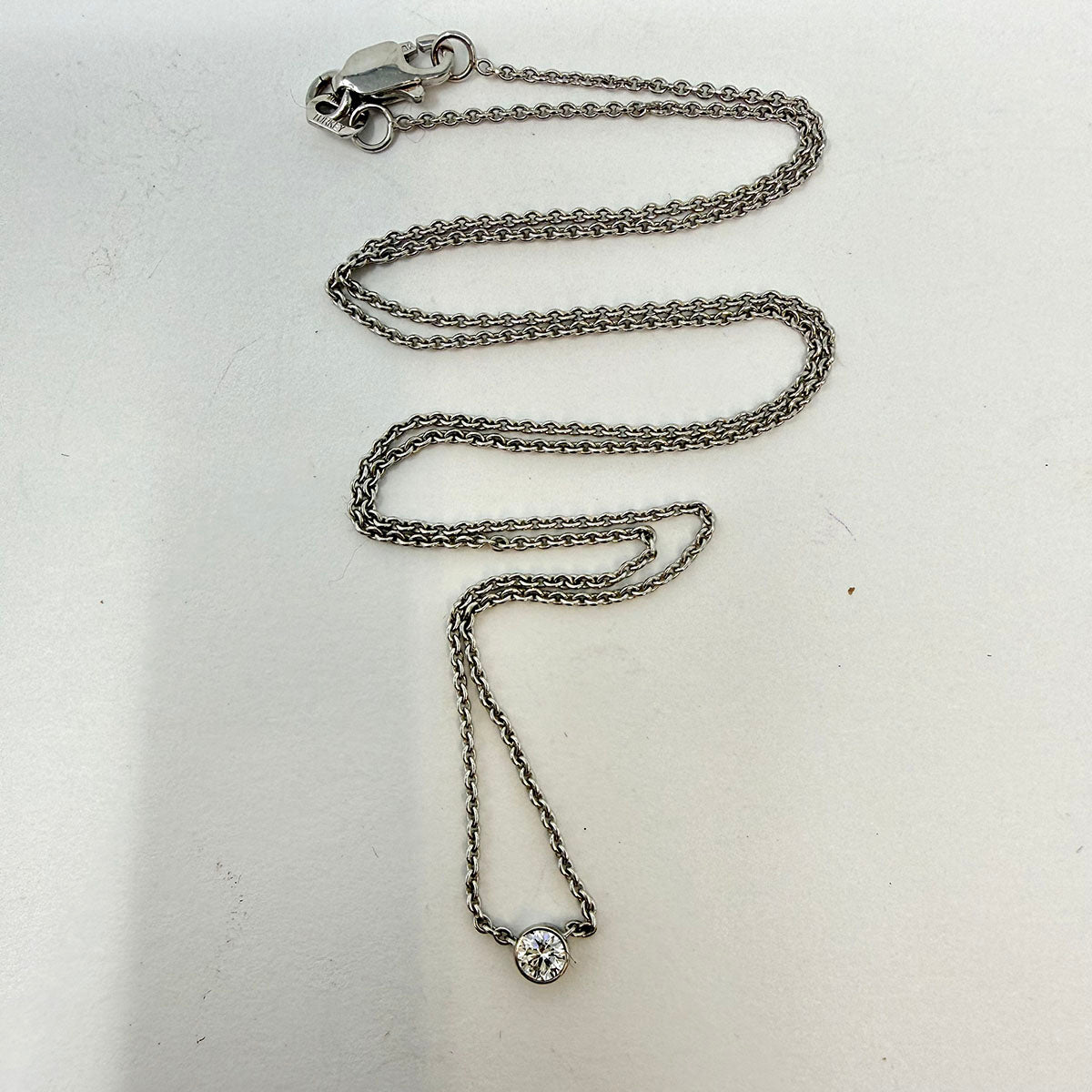 18K White Gold Bezel Set Diamond by the Yard Necklace