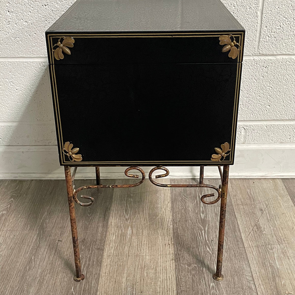 Decorative Black Box on Metal Stand