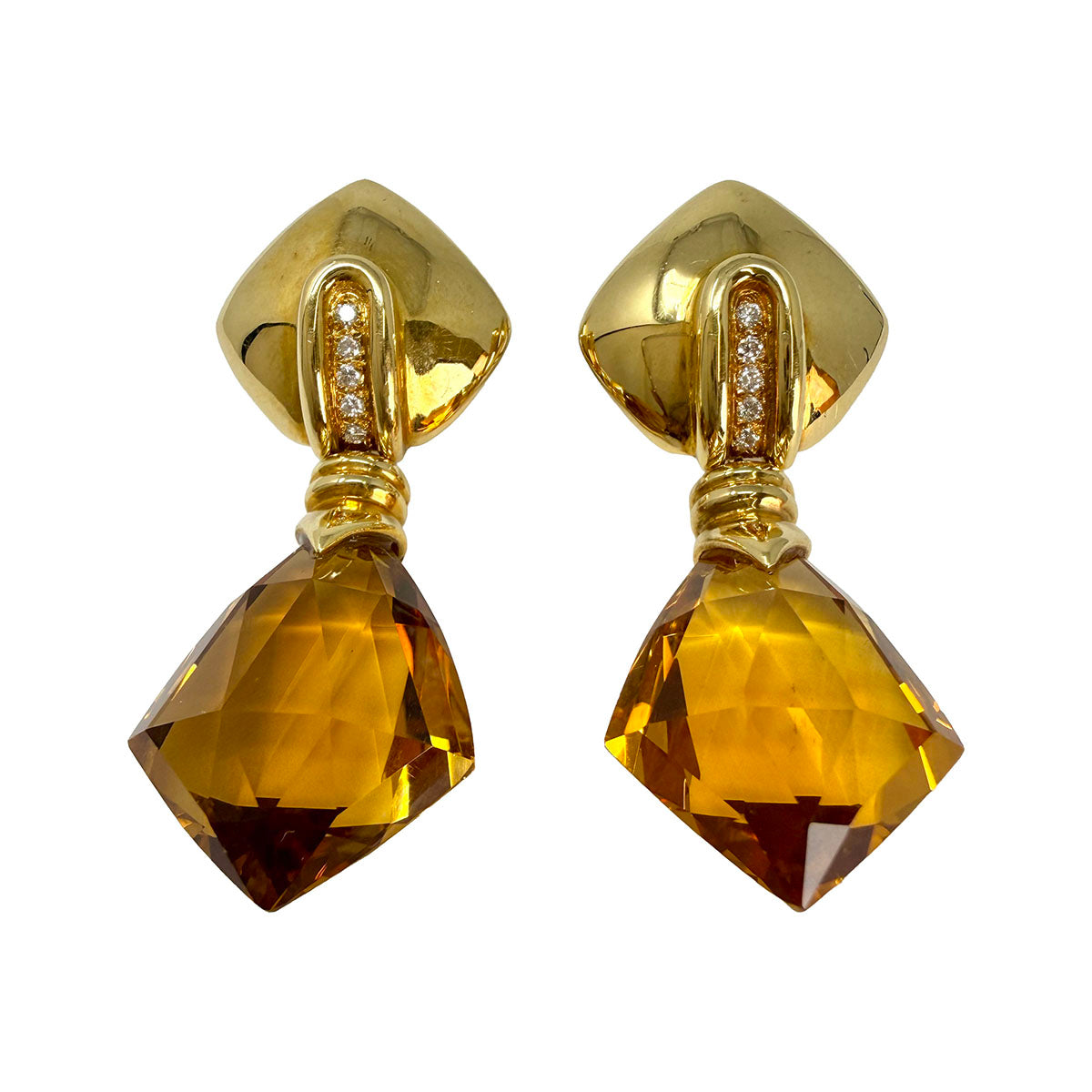 Antonini 18K Gold "Milano" Earrings with Citrine and Diamonds