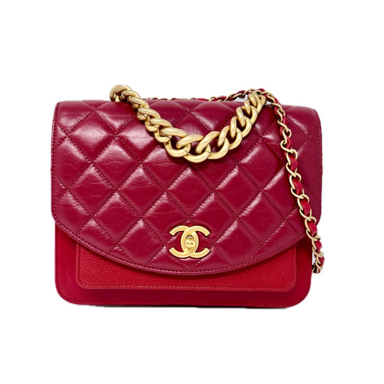 Chanel Red Quilted Crinkled Calfskin Caviar Leather CC Flap Bag – North ...