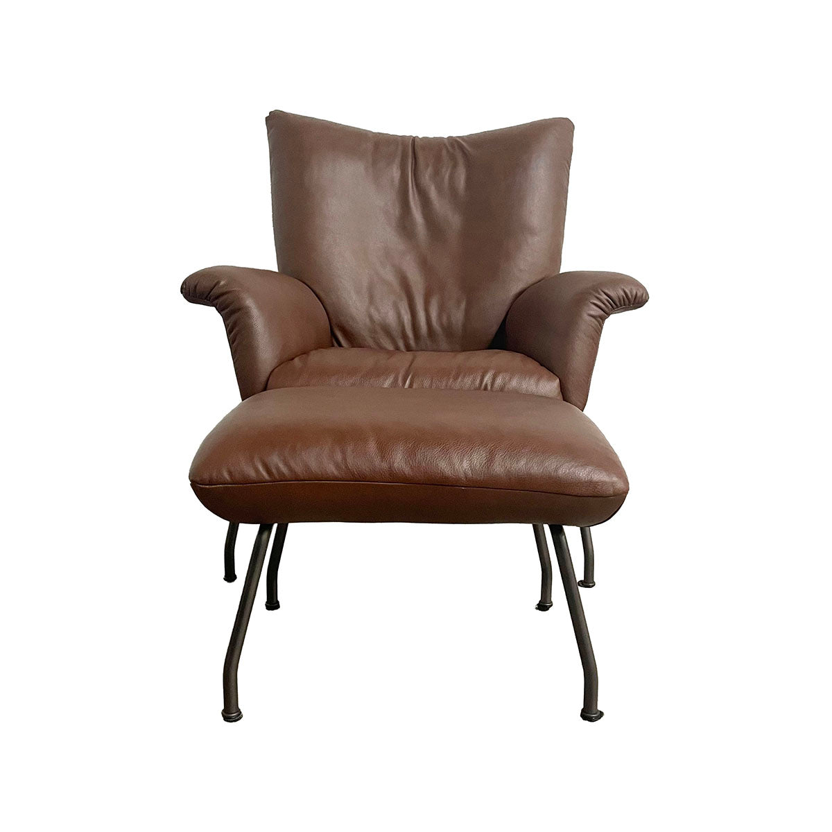Room & Board Cognac  Leather Lounge Chair with Ottoman