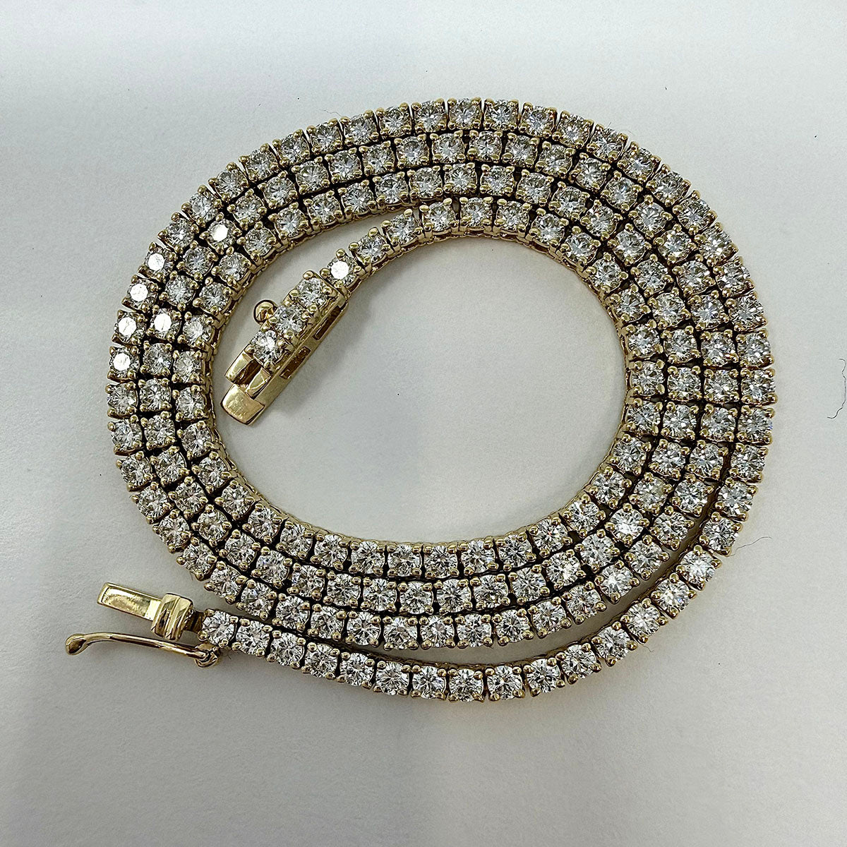 14K Yellow Gold Diamond Tennis Necklace