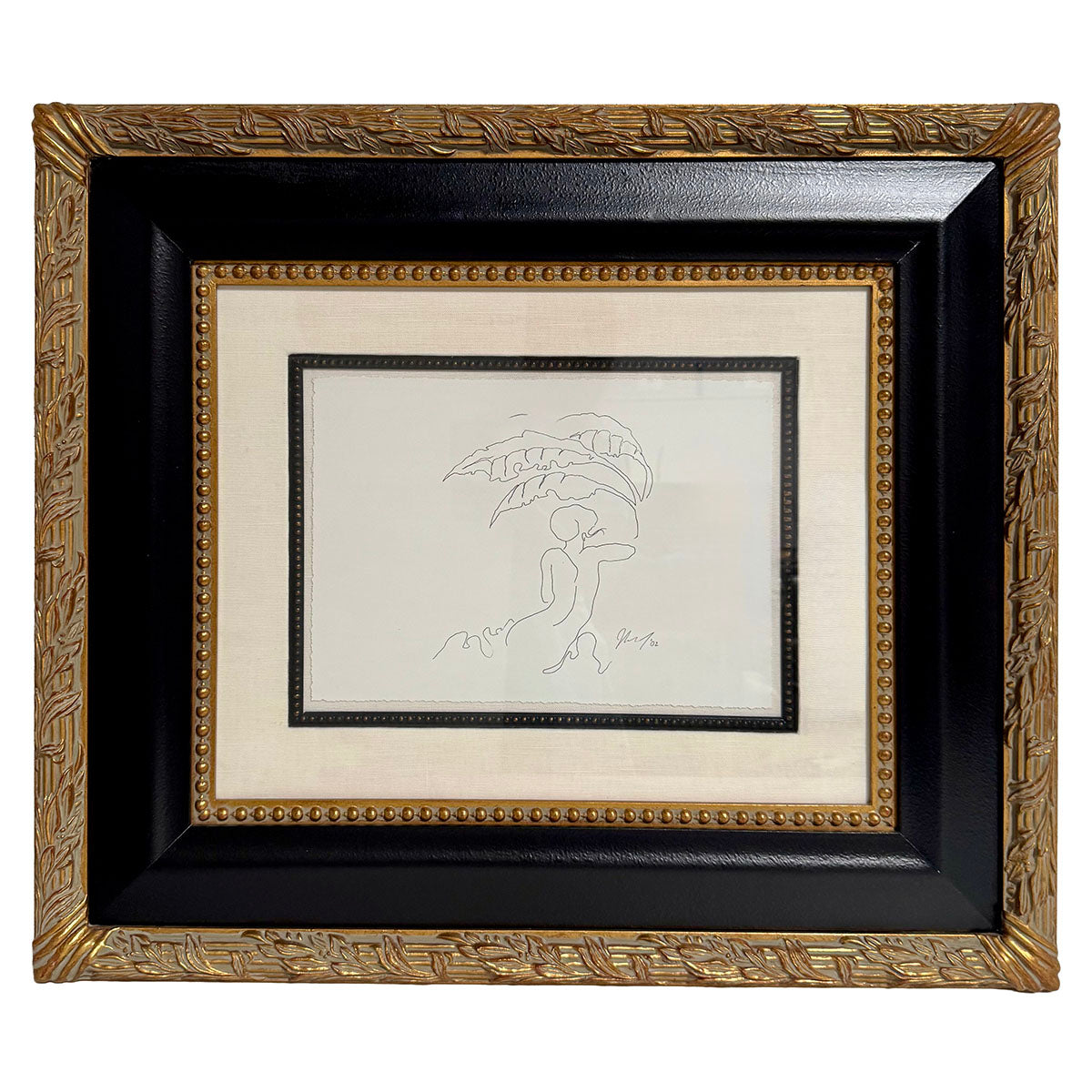 "Girl under Palm Leaves" Signed and Dated '02