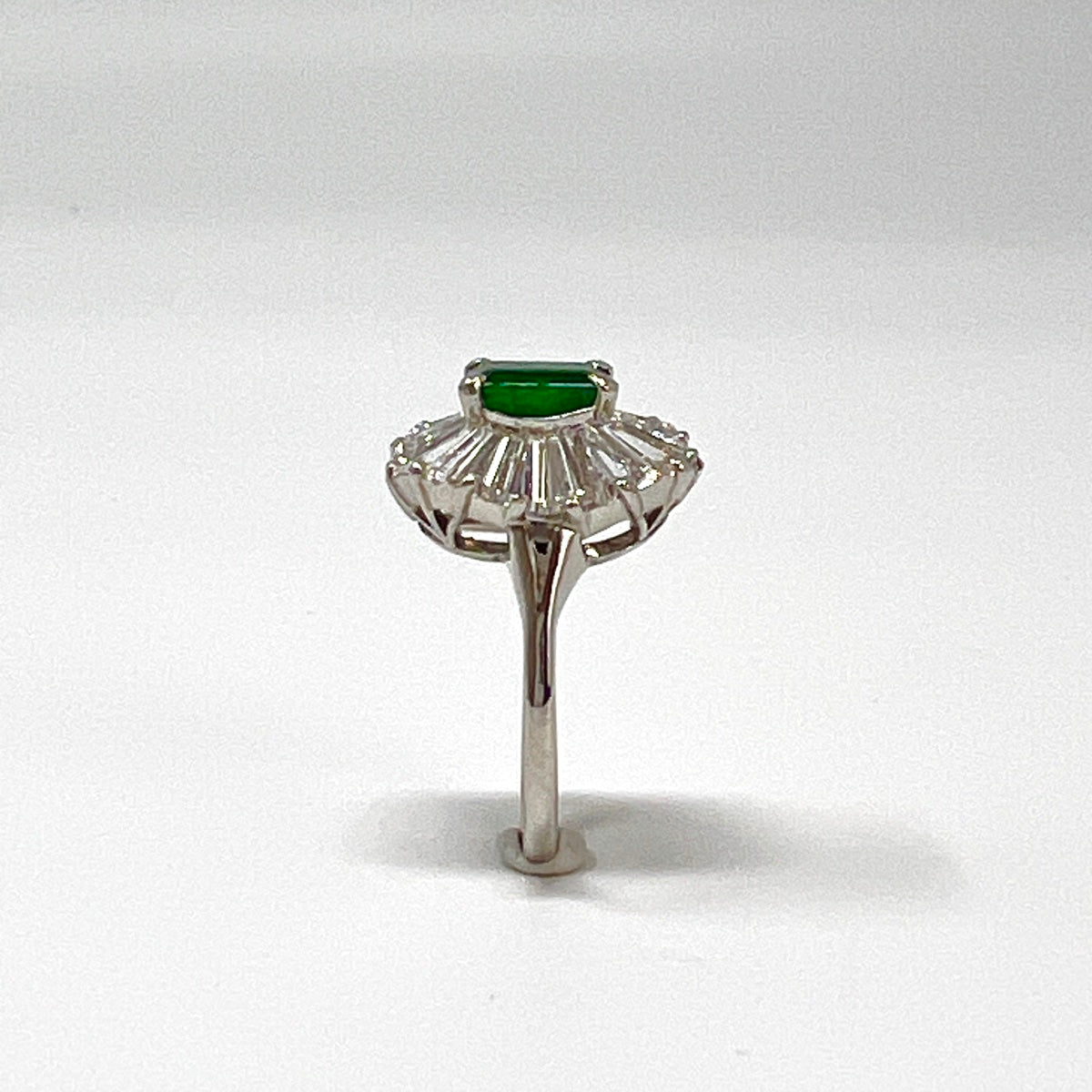 Platinum Emerald and Diamond Ballerina Design  Ring
