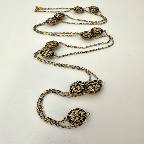 Gurhan 22K Gold and Anodized Silver Necklace with 88 Diamond