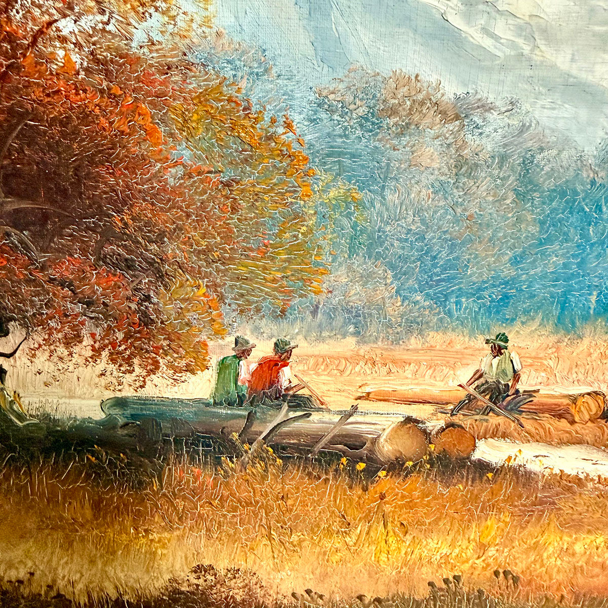 Mountainscape with Fishermen, Signed