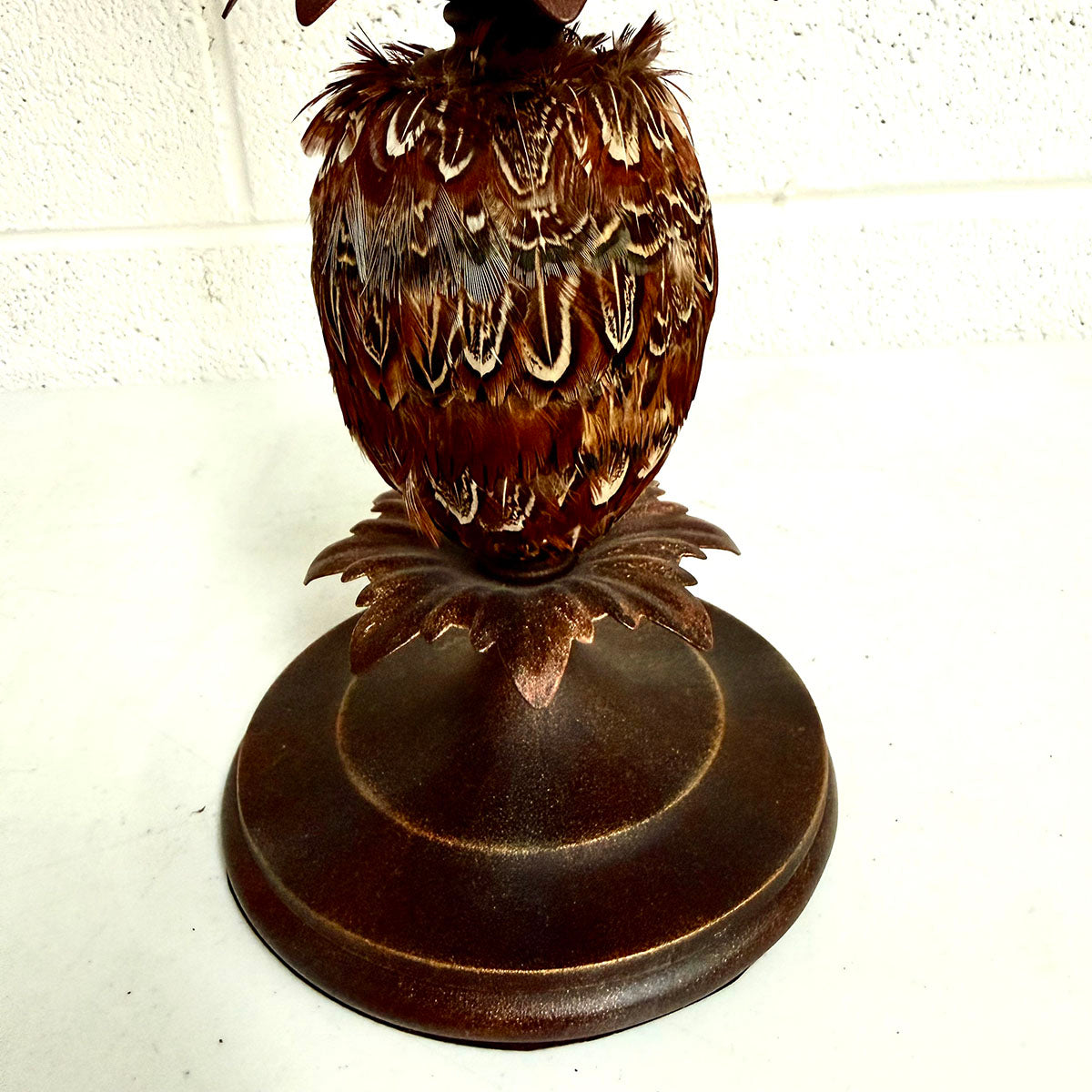 Pair of Candlestick Lamps with Feather Ball Accent