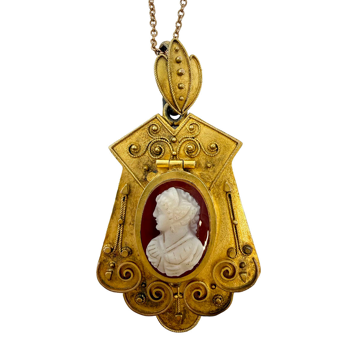 Vintage 14K  Chain Necklace with Cameo Pendant