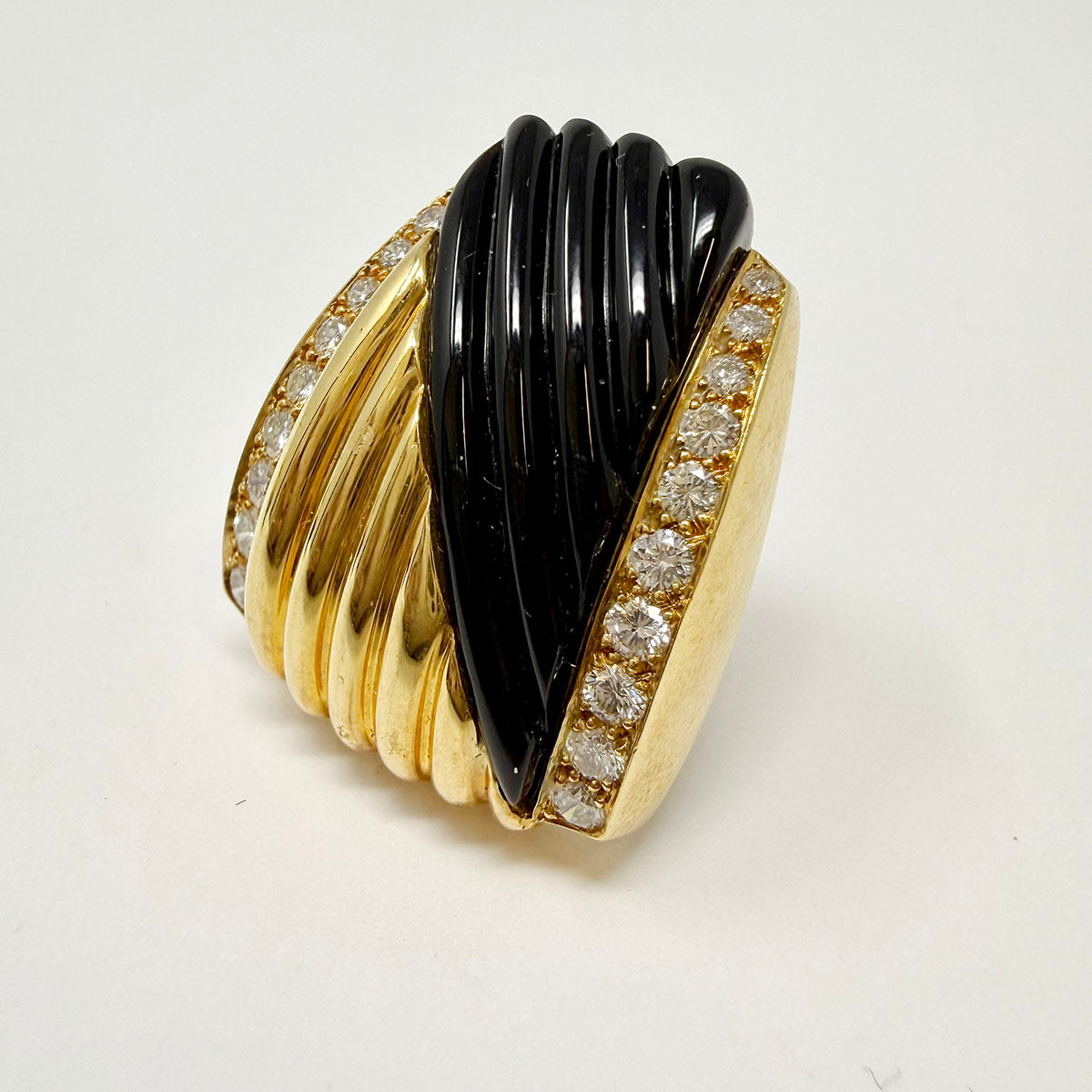 Charles Turi 18K Gold Clip-on Earrings with Onyx and Diamonds