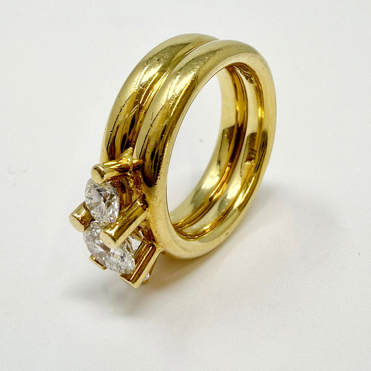 Whitney Boin Studio 18K Gold 3 Stone Diamond Ring