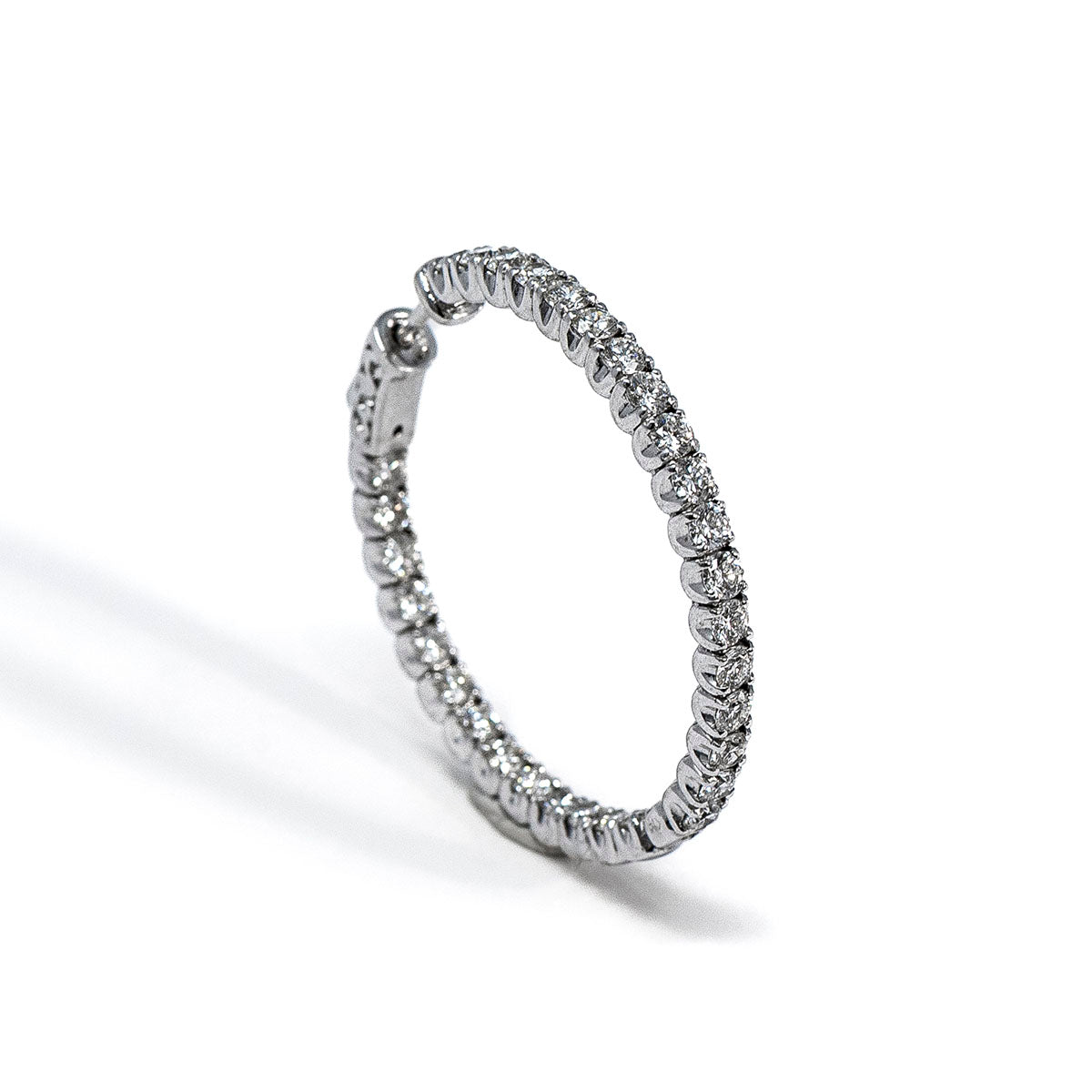 14K White Gold Diamond Inside Out Hoop Earrings