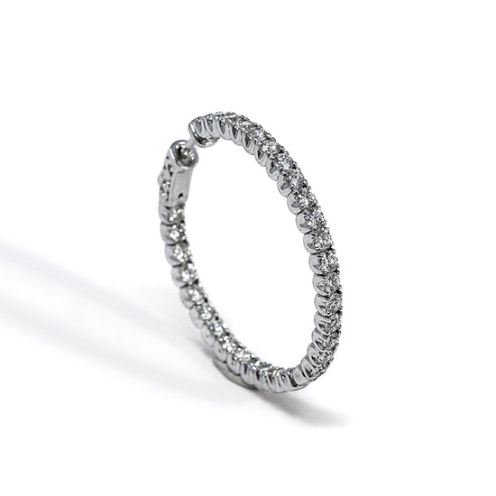 14K White Gold Diamond Inside Out Hoop Earrings