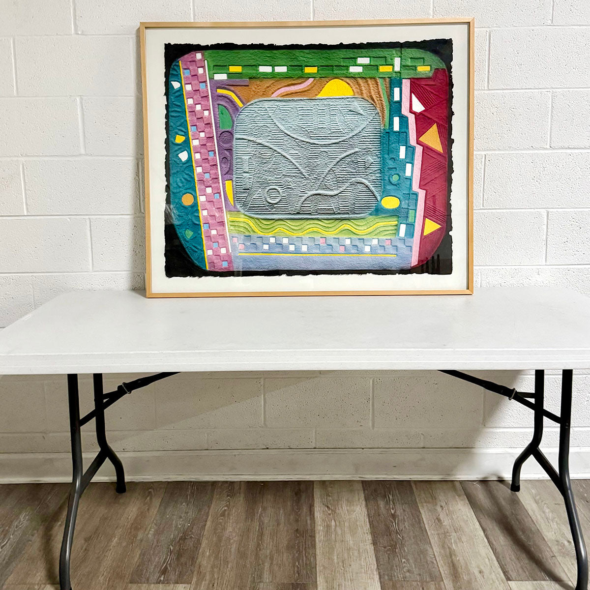 Framed Handmade Embossed  Paper Abstraction