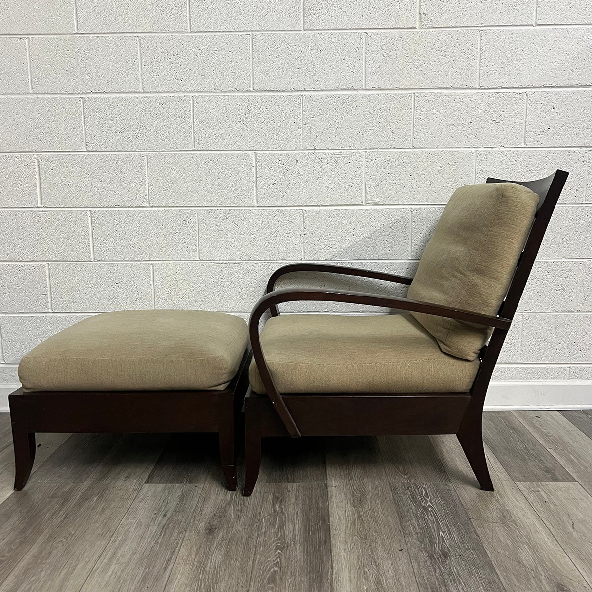 Mahogany Arm Chair & Ottoman
