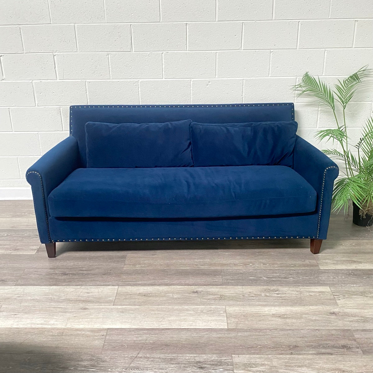 Blue Sofa With Nailhead Accents