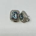 Barry Kronen 18K White Gold Earrings with Aquamarine and Diamonds